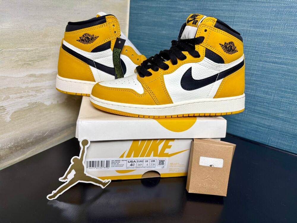 New w/ Box - 4.5Y - Air Jordan 1 Retro High OG GS - Yellow Ochre